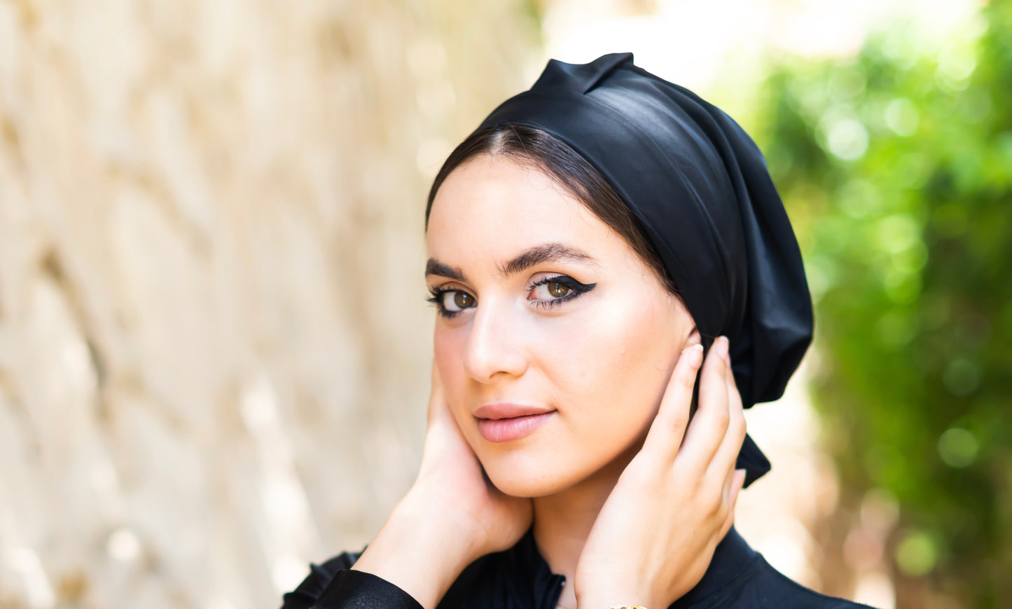 Black and white ruffles burkini